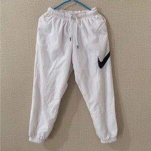 Nike White Kids Joggers with Black Swoosh